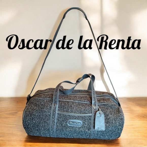 Oscar de la Renta Handbags - Oscar de la Renta Black & Gray Tweed 20” duffle travel bag. EUC